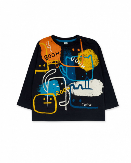T-shirt noir en maille garçon Big Hugs T-shirt noir en maille garçon Big Hugs