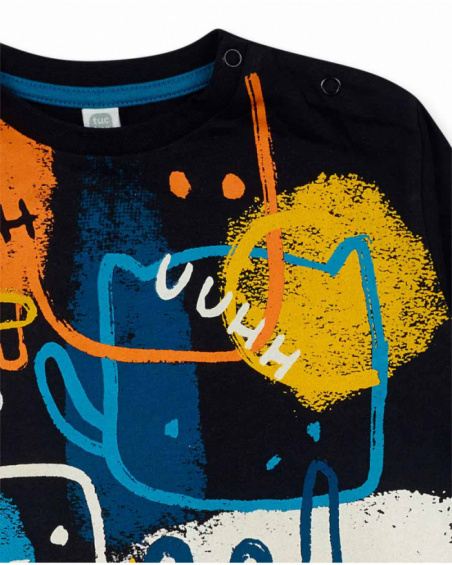 T-shirt noir en maille garçon Big Hugs T-shirt noir en maille garçon Big Hugs