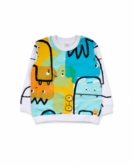 Sweat polaire garçon Big Hugs blanc
