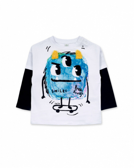 T-shirt en maille blanc pour garçon Big Hugs T-shirt en maille blanc pour garçon Big Hugs