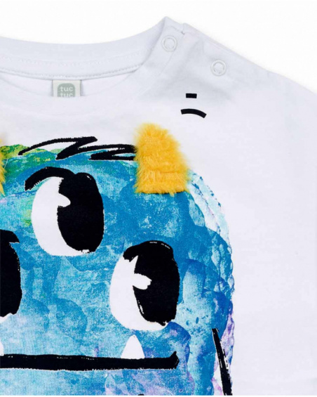 T-shirt en maille blanc pour garçon Big Hugs T-shirt en maille blanc pour garçon Big Hugs