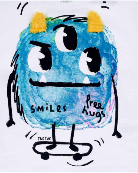 T-shirt en maille blanc pour garçon Big Hugs T-shirt en maille blanc pour garçon Big Hugs