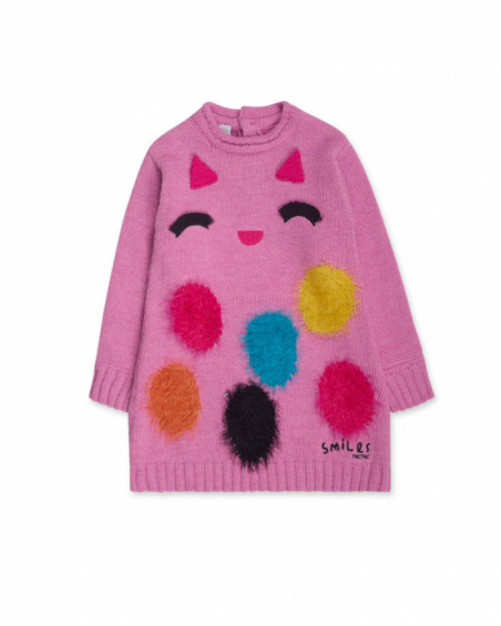Robe en maille rose pour fille Big Hugs Robe en maille rose pour fille Big Hugs
