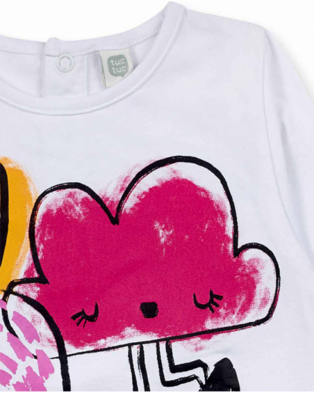 T-shirt blanc en maille pour fille Big Hugs T-shirt blanc en maille pour fille Big Hugs