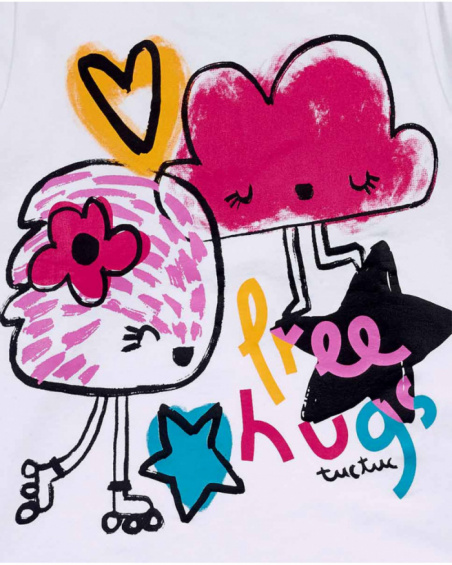 T-shirt blanc en maille pour fille Big Hugs T-shirt blanc en maille pour fille Big Hugs