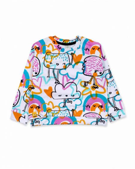 Sweat polaire fille Big Hugs blanc Sweat polaire fille Big Hugs blanc