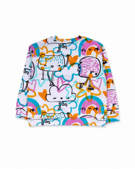 Sweat polaire fille Big Hugs blanc Sweat polaire fille Big Hugs blanc