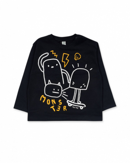 T-shirt en maille noir pour garçon Big Hugs T-shirt en maille noir pour garçon Big Hugs