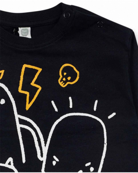 T-shirt en maille noir pour garçon Big Hugs T-shirt en maille noir pour garçon Big Hugs