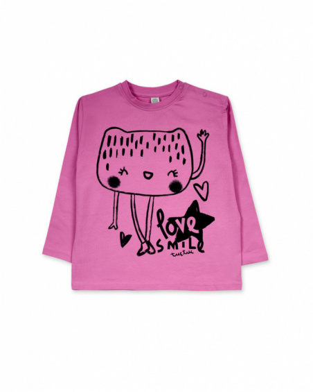 T-shirt en maille rose pour fille Big Hugs T-shirt en maille rose pour fille Big Hugs