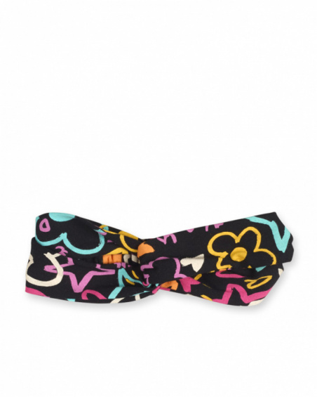 Bandeau en tricot noir avec imprimé pour fille Big Hugs
