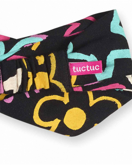 Bandeau en tricot noir avec imprimé pour fille Big Hugs