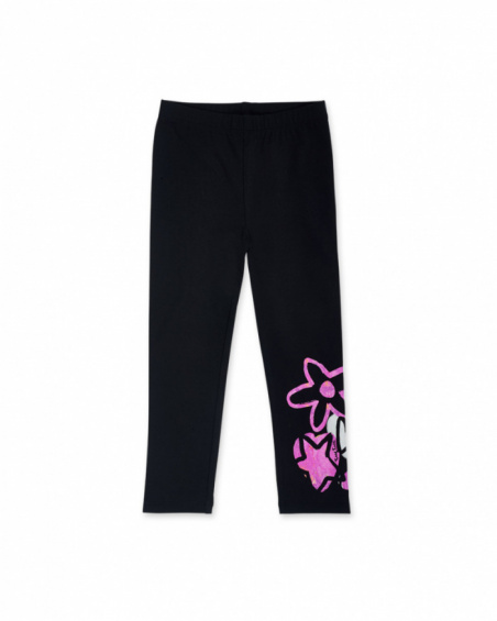 Legging noir en maille fille Big Hugs