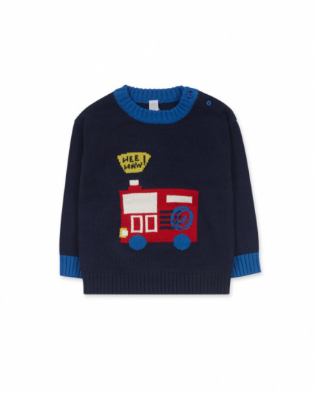 Pull bleu en tricot pour garçon Road to Adventure