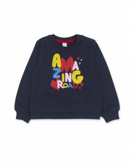 Sweat bleu en molleton pour fille Road to Adventure Sweat bleu en molleton pour fille Road to Adventure