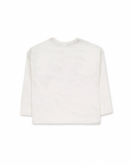 T-shirt blanc en maille fille Road to Adventure