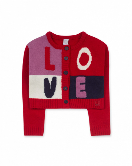 Veste en tricot rouge pour filles Road to Adventure Veste en tricot rouge pour filles Road to Adventure