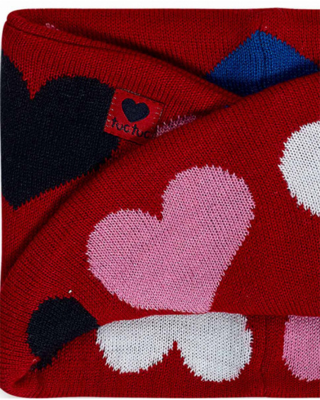 Bonnet et col en tricot rouge pour fille Road to Adventure