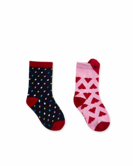 Lot de 2 chaussettes bleues et roses pour fille Road to Lot de 2 chaussettes bleues et roses pour fille Road to