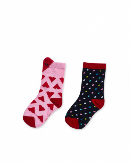 Lot de 2 chaussettes bleues et roses pour fille Road to Lot de 2 chaussettes bleues et roses pour fille Road to