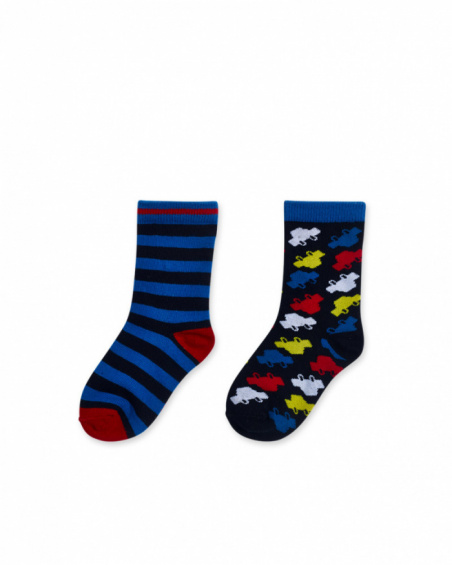 Lot de 2 chaussettes bleues garçon Road to Adventure Lot de 2 chaussettes bleues garçon Road to Adventure