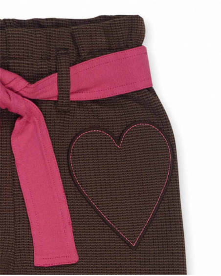 Pantalon en maille marron pour fille My Troop Pantalon en maille marron pour fille My Troop
