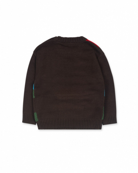 Pull en maille marron pour garçon My Troop Pull en maille marron pour garçon My Troop
