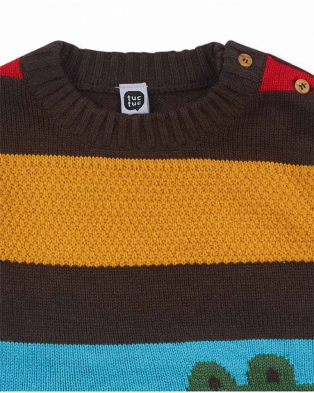 Pull en maille marron pour garçon My Troop Pull en maille marron pour garçon My Troop