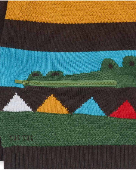 Pull en maille marron pour garçon My Troop Pull en maille marron pour garçon My Troop