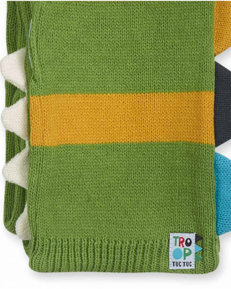 Bonnet et écharpe en tricot vert pour garçon My Troop