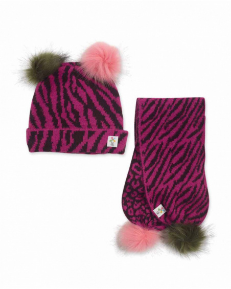 Bonnet et écharpe en tricot fuchsia pour fille My Troop