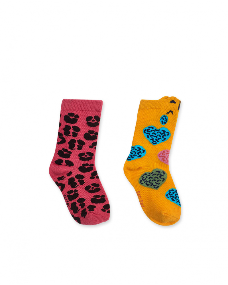 Lot de 2 chaussettes orange fuchsia pour fille My Troop