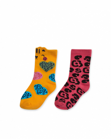 Lot de 2 chaussettes orange fuchsia pour fille My Troop Lot de 2 chaussettes orange fuchsia pour fille My Troop