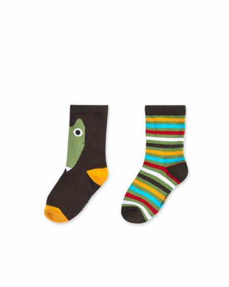 Lot de 2 chaussettes marron garçon My Troop Lot de 2 chaussettes marron garçon My Troop