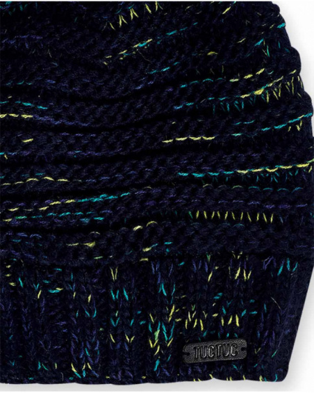 Bonnet et col en tricot bleu pour garçon Ocean Mistery