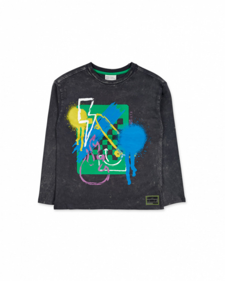 T-shirt en maille gris foncé pour garçon The New Artists T-shirt en maille gris foncé pour garçon The New Artists