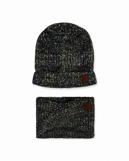 Bonnet et col en tricot gris pour garçon The New Artists