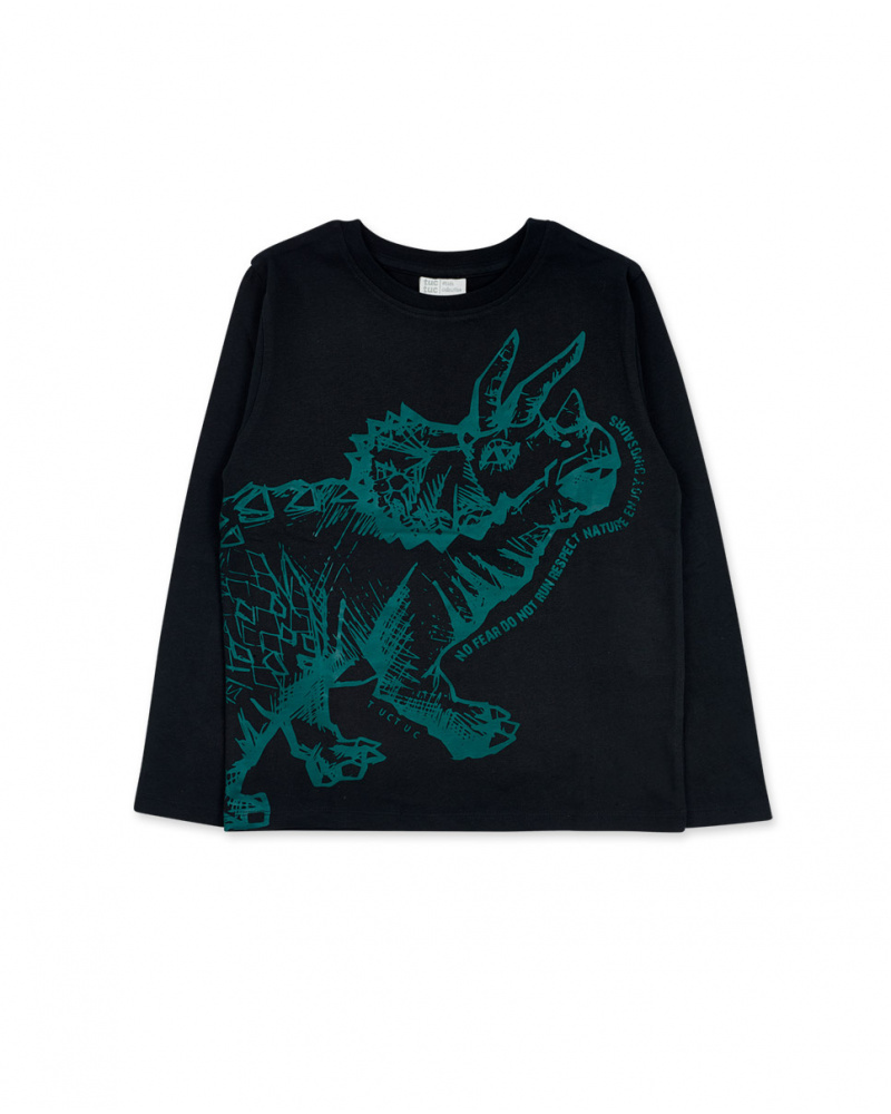 T-shirt noir en maille pour garçon New Era