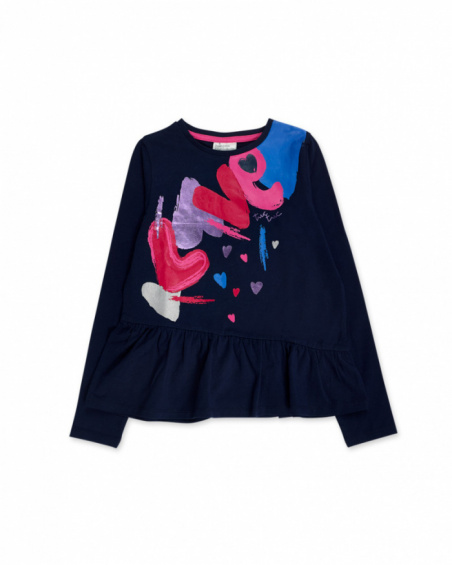 T-shirt en maille bleu pour fille Fav Things T-shirt en maille bleu pour fille Fav Things