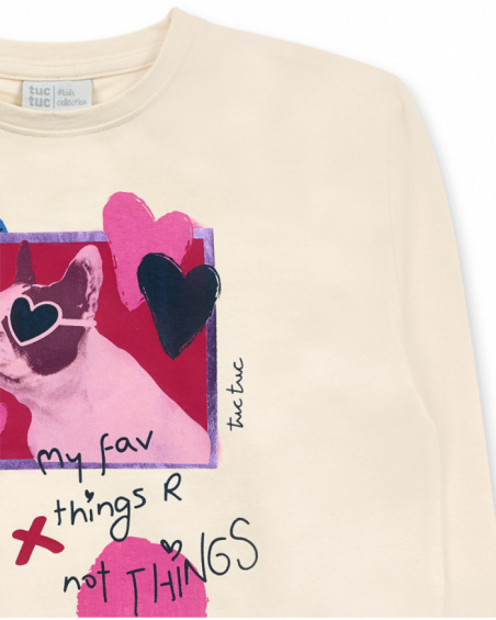 T-shirt en maille blanc pour fille Fav Things T-shirt en maille blanc pour fille Fav Things