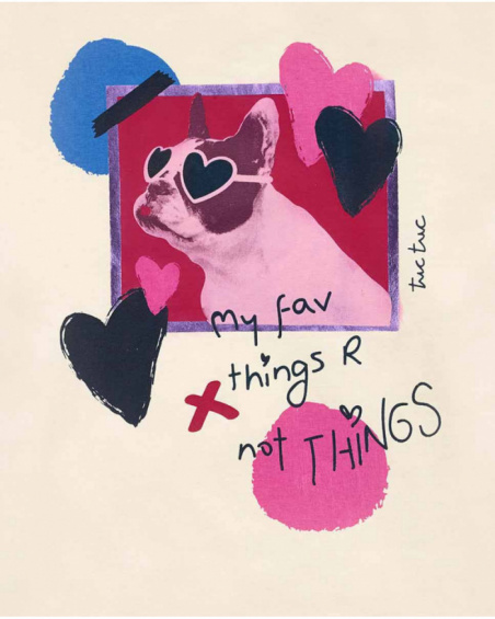 T-shirt en maille blanc pour fille Fav Things T-shirt en maille blanc pour fille Fav Things
