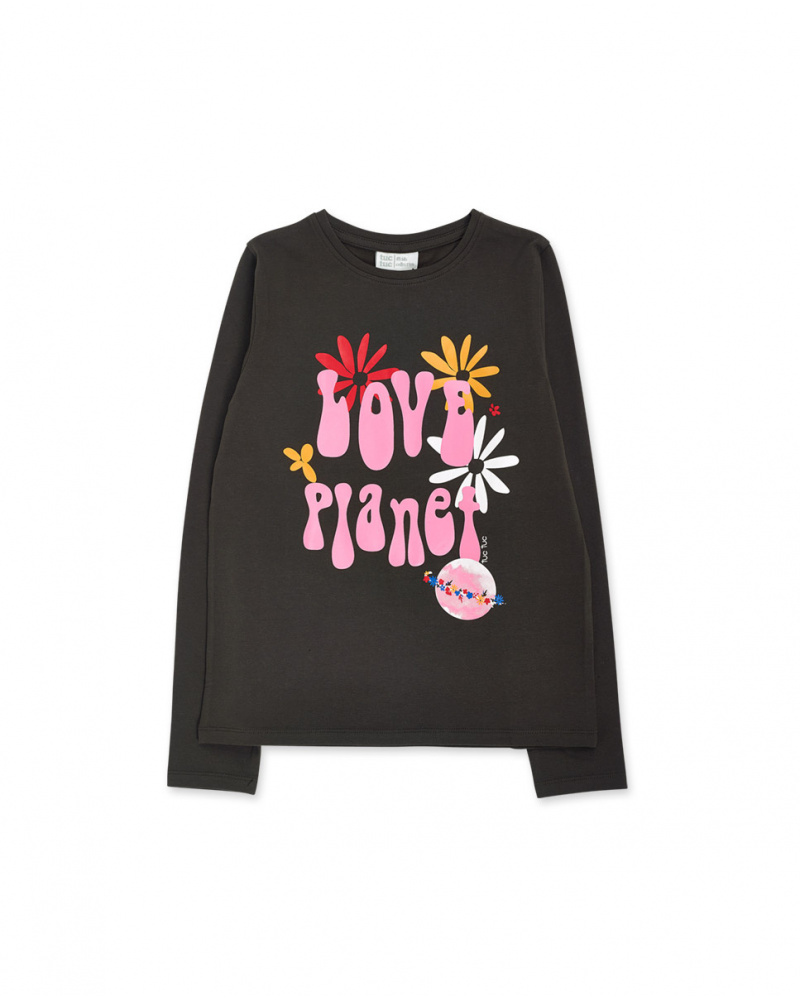 T-shirt en maille marron pour fille Natural Planet