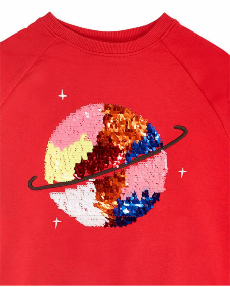 Sweat peluche rouge fille Natural Planet Sweat peluche rouge fille Natural Planet