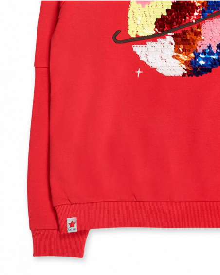 Sweat peluche rouge fille Natural Planet Sweat peluche rouge fille Natural Planet