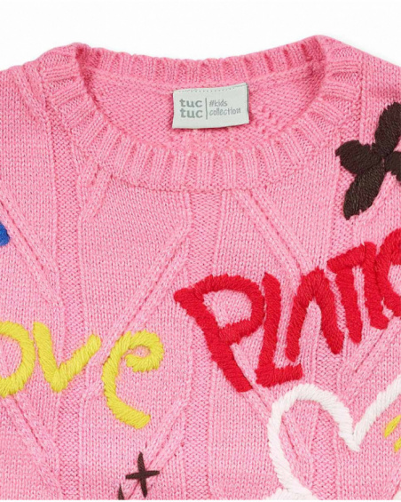 Pull en maille rose pour fille Natural Planet Pull en maille rose pour fille Natural Planet