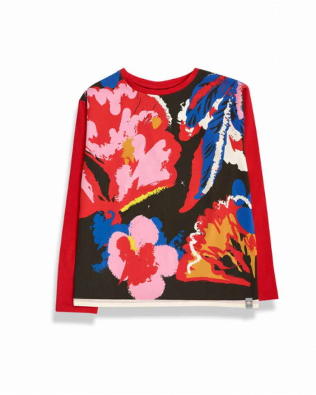 T-shirt en maille rouge pour fille Natural Planet T-shirt en maille rouge pour fille Natural Planet