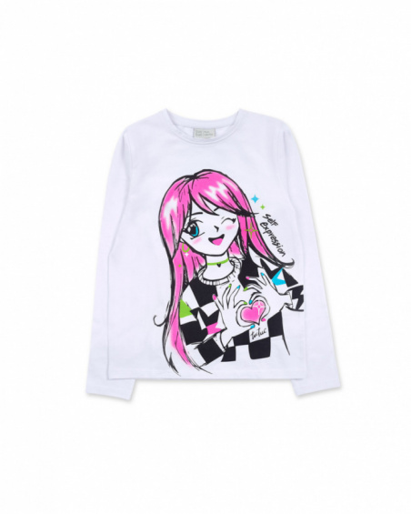 T-shirt blanc en maille pour fille K-Pop T-shirt blanc en maille pour fille K-Pop