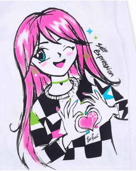 T-shirt blanc en maille pour fille K-Pop T-shirt blanc en maille pour fille K-Pop