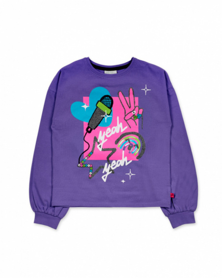 T-shirt en maille lilas pour fille K-Pop T-shirt en maille lilas pour fille K-Pop