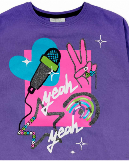 T-shirt en maille lilas pour fille K-Pop T-shirt en maille lilas pour fille K-Pop